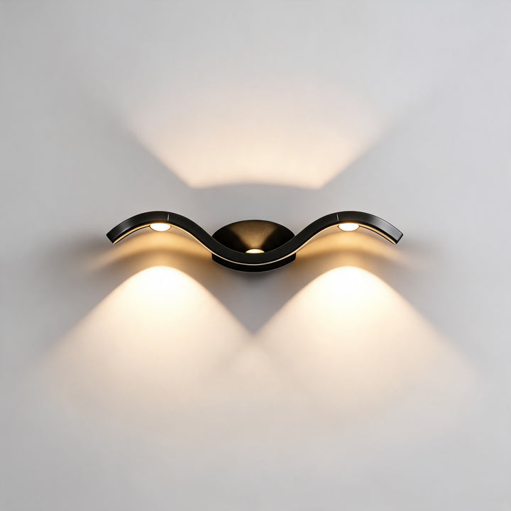Modern Wave Wall Sconce Up Down Light Die-Cast Aluminum 9W LED Waterproof for Outdoor Use