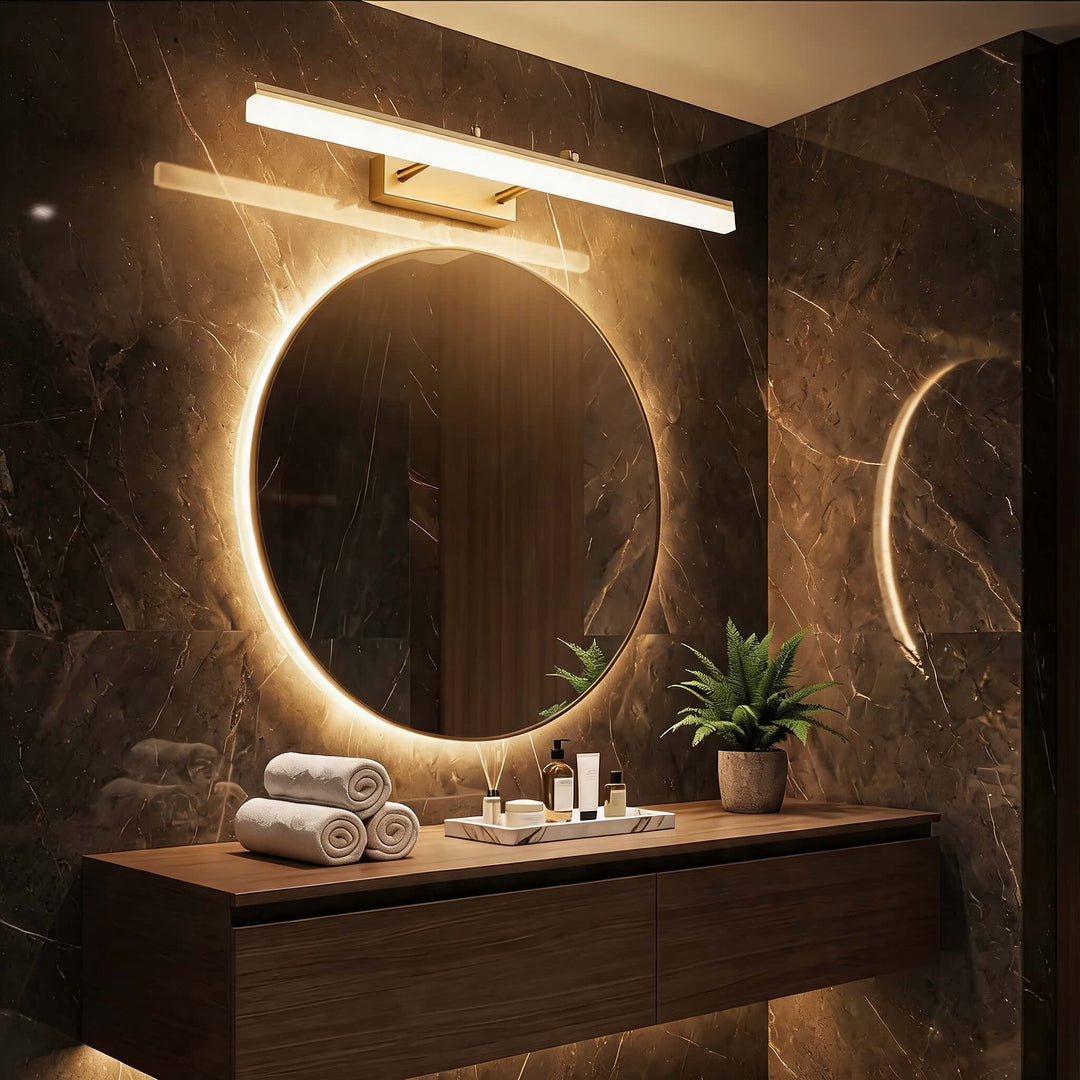 Gold Vanity Light Bar Adjustable Wall Mounted Stainless Steel Acrylic LED with 3 Color Temperatures