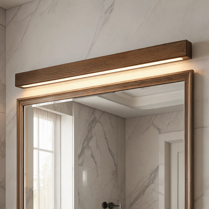 Modern Linear Wall Light Wood Flush Mount LED Fixture with Dimmable Functionality
