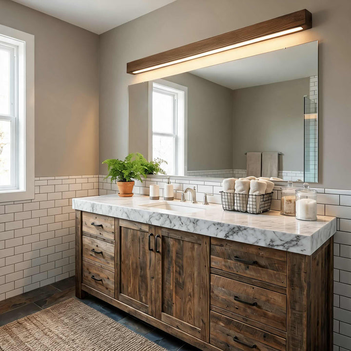 Modern Linear Wall Light Wood Flush Mount LED Fixture with Dimmable Functionality
