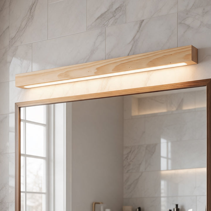 Modern Linear Wall Light Wood Flush Mount LED Fixture with Dimmable Functionality