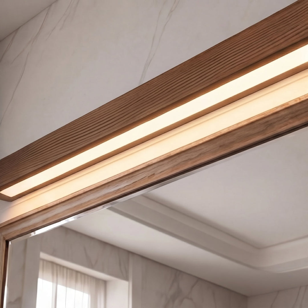 Modern Linear Wall Light Wood Flush Mount LED Fixture with Dimmable Functionality