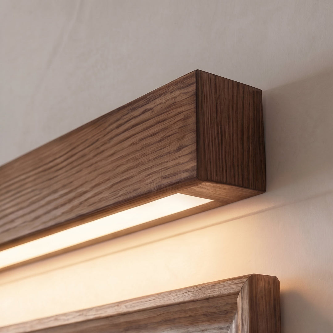 Modern Linear Wall Light Wood Flush Mount LED Fixture with Dimmable Functionality