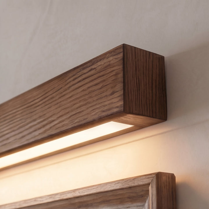 Modern Linear Wall Light Wood Flush Mount LED Fixture with Dimmable Functionality
