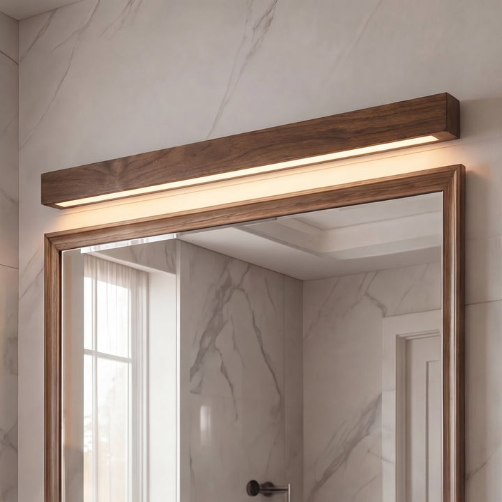 Modern Linear Wall Light Wood Flush Mount LED Fixture with Dimmable Functionality
