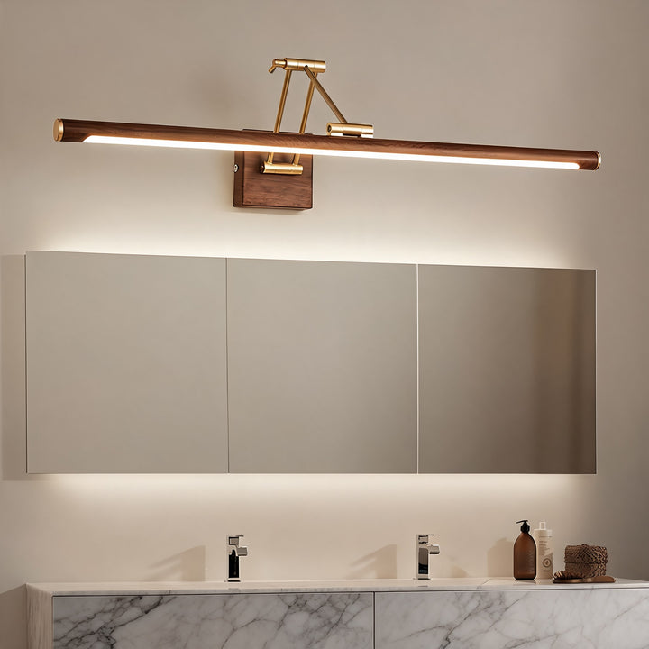 Modern Walnut Color Adjustable Wall Light Metal LED Fixture for Indoor Use