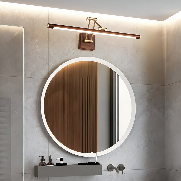 Modern Walnut Color Adjustable Wall Light Metal LED Fixture for Indoor Use