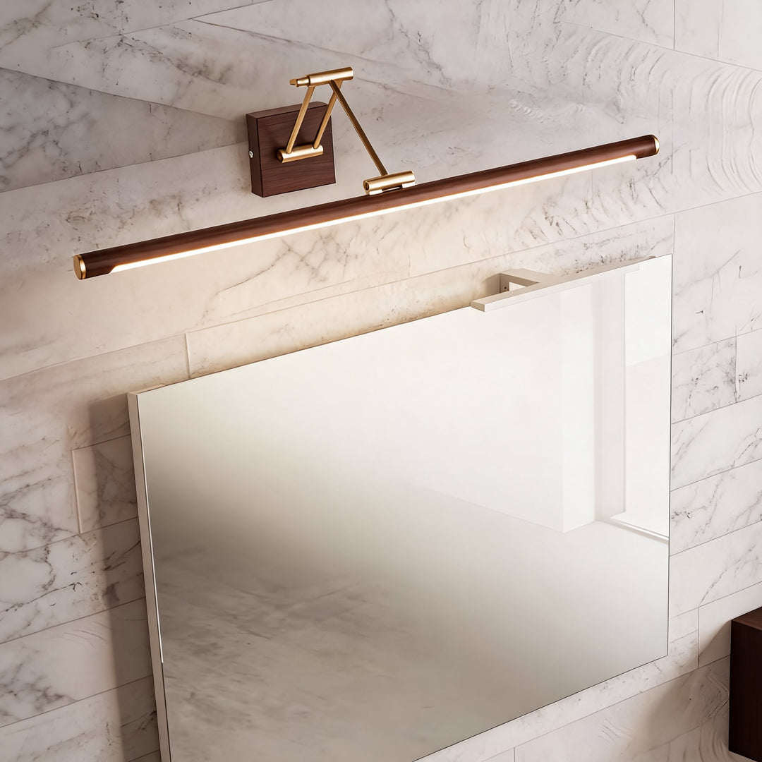 Modern Walnut Color Adjustable Wall Light Metal LED Fixture for Indoor Use