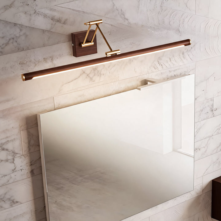 Modern Walnut Color Adjustable Wall Light Metal LED Fixture for Indoor Use