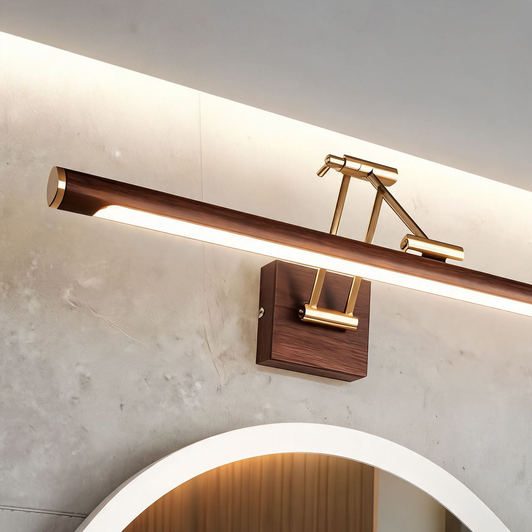 Modern Walnut Color Adjustable Wall Light Metal LED Fixture for Indoor Use