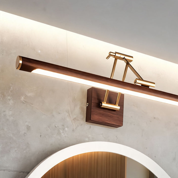 Modern Walnut Color Adjustable Wall Light Metal LED Fixture for Indoor Use