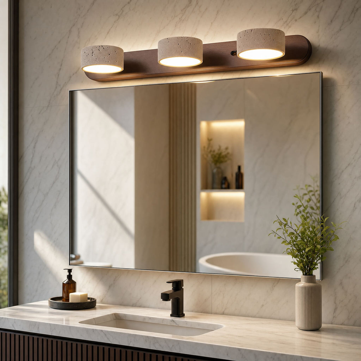 Rustic Wall Light Bathroom Vanity Fixture Wood LED Hardwired 110V-240V Simple Design