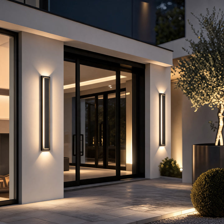 Modern Linear Wall Light LED Outdoor Fixture Stainless Steel Dimmable 3000K IP65 Waterproof