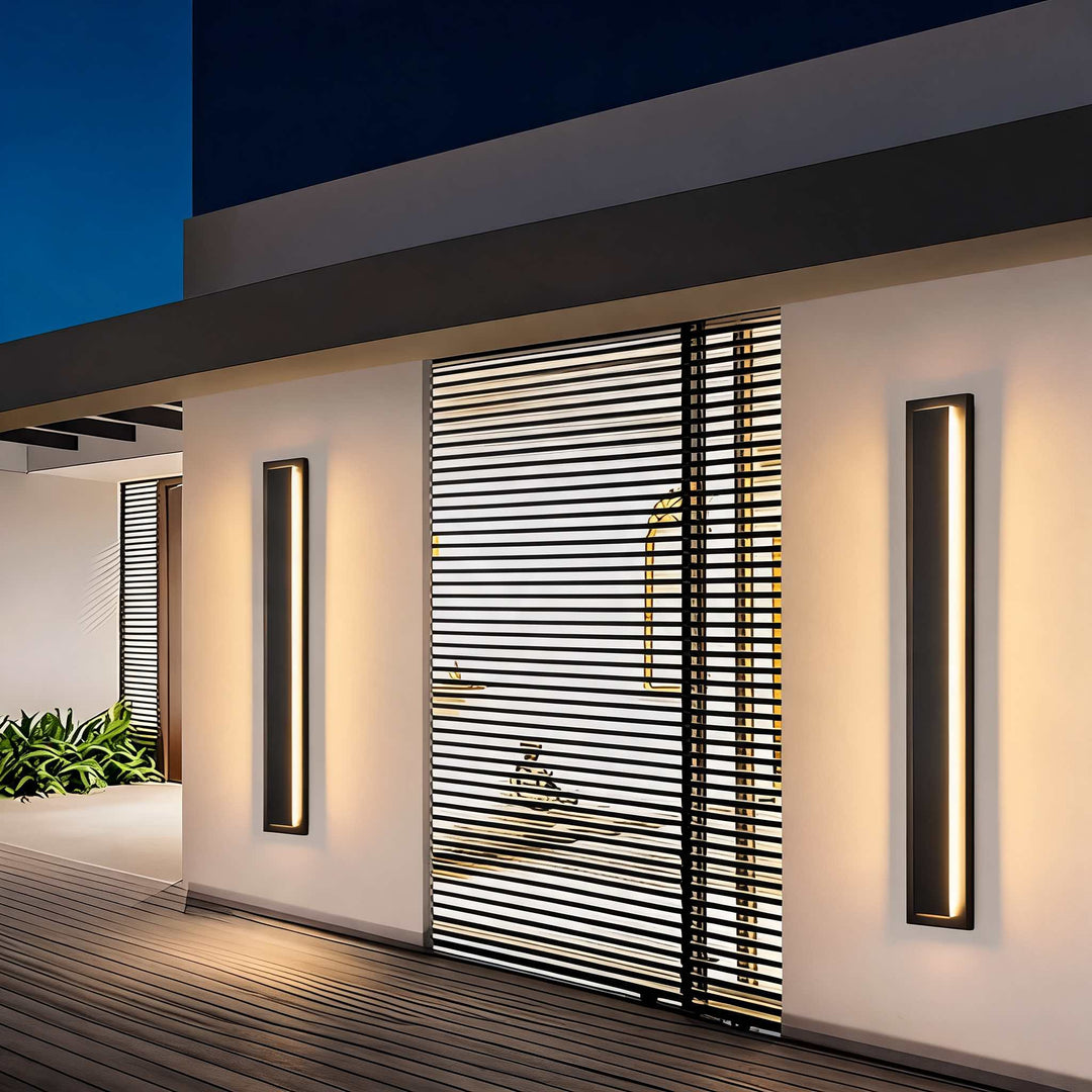 Modern Linear Wall Light LED Outdoor Fixture Stainless Steel Dimmable 3000K IP65 Waterproof