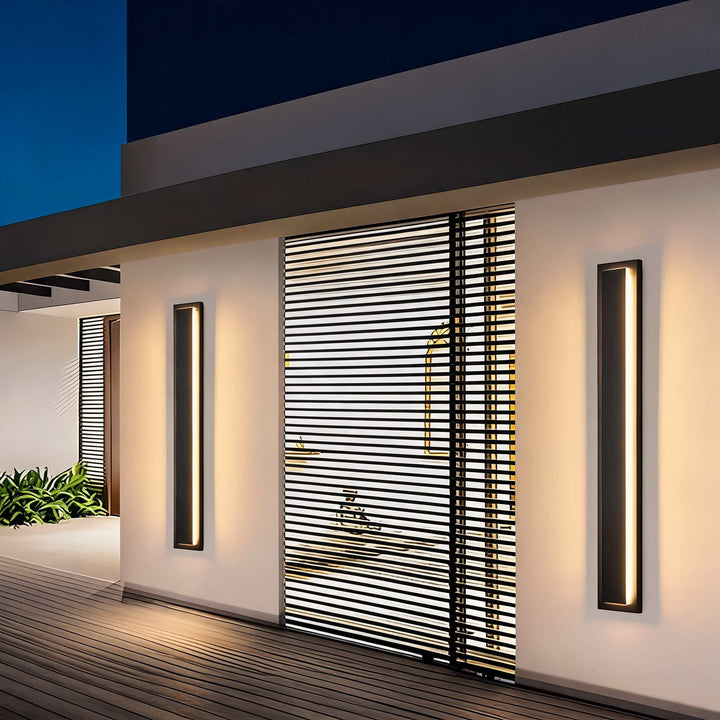 Modern Linear Wall Light LED Outdoor Fixture Stainless Steel Dimmable 3000K IP65 Waterproof