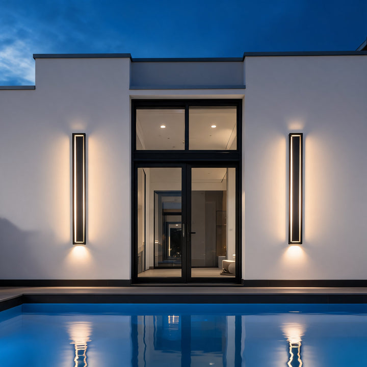 Modern Linear Wall Light LED Outdoor Fixture Stainless Steel Dimmable 3000K IP65 Waterproof