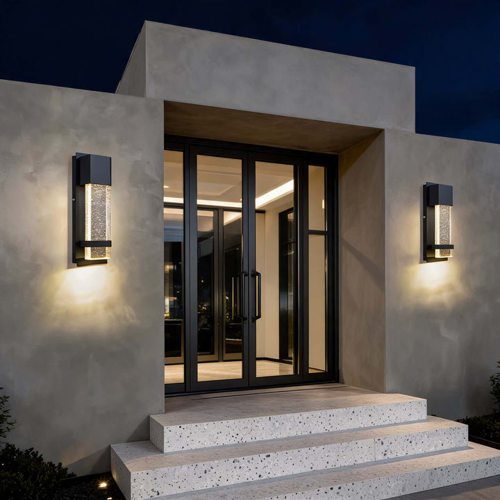 Modern Outdoor Wall Light Wall Mounted Aluminum Dusk to Dawn Sensor Bubble Glass 11W IP65