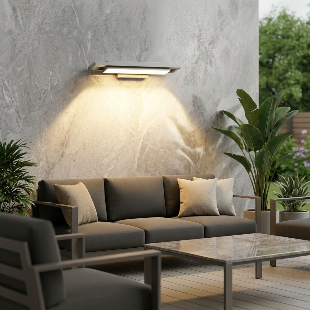 Modern Wall Light Outdoor Fixture Matte Black Aluminum Flush Mount with Warm White LED Illumination