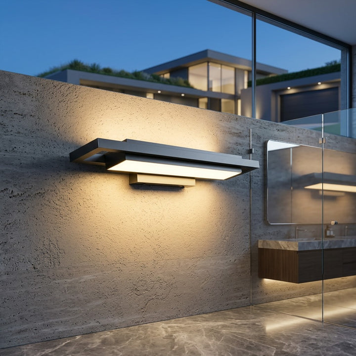 Modern Wall Light Outdoor Fixture Matte Black Aluminum Flush Mount with Warm White LED Illumination