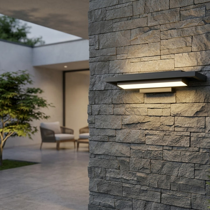 Modern Wall Light Outdoor Fixture Matte Black Aluminum Flush Mount with Warm White LED Illumination
