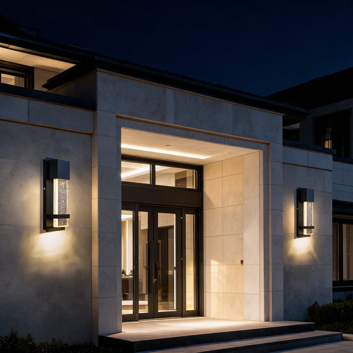 Modern Outdoor Wall Light Wall Mounted Aluminum Dusk to Dawn Sensor Bubble Glass 11W IP65
