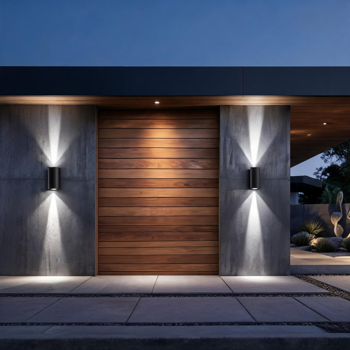Modern Outdoor Wall Light Up Down Fixture Die-Cast Aluminum LED Clear Glass Shade IP65