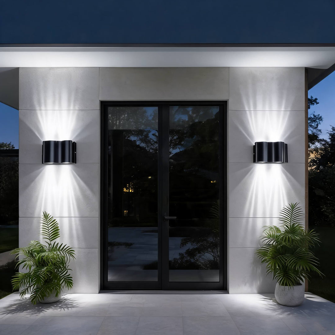 Modern Outdoor Wall Light Up Down Fixture Die-Cast Aluminum LED Clear Glass Shade IP65