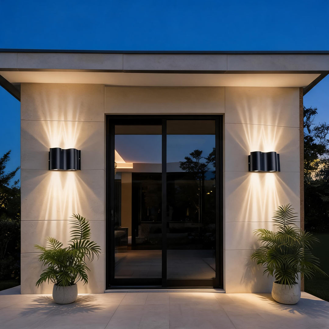 Modern Outdoor Wall Light Up Down Fixture Die-Cast Aluminum LED Clear Glass Shade IP65