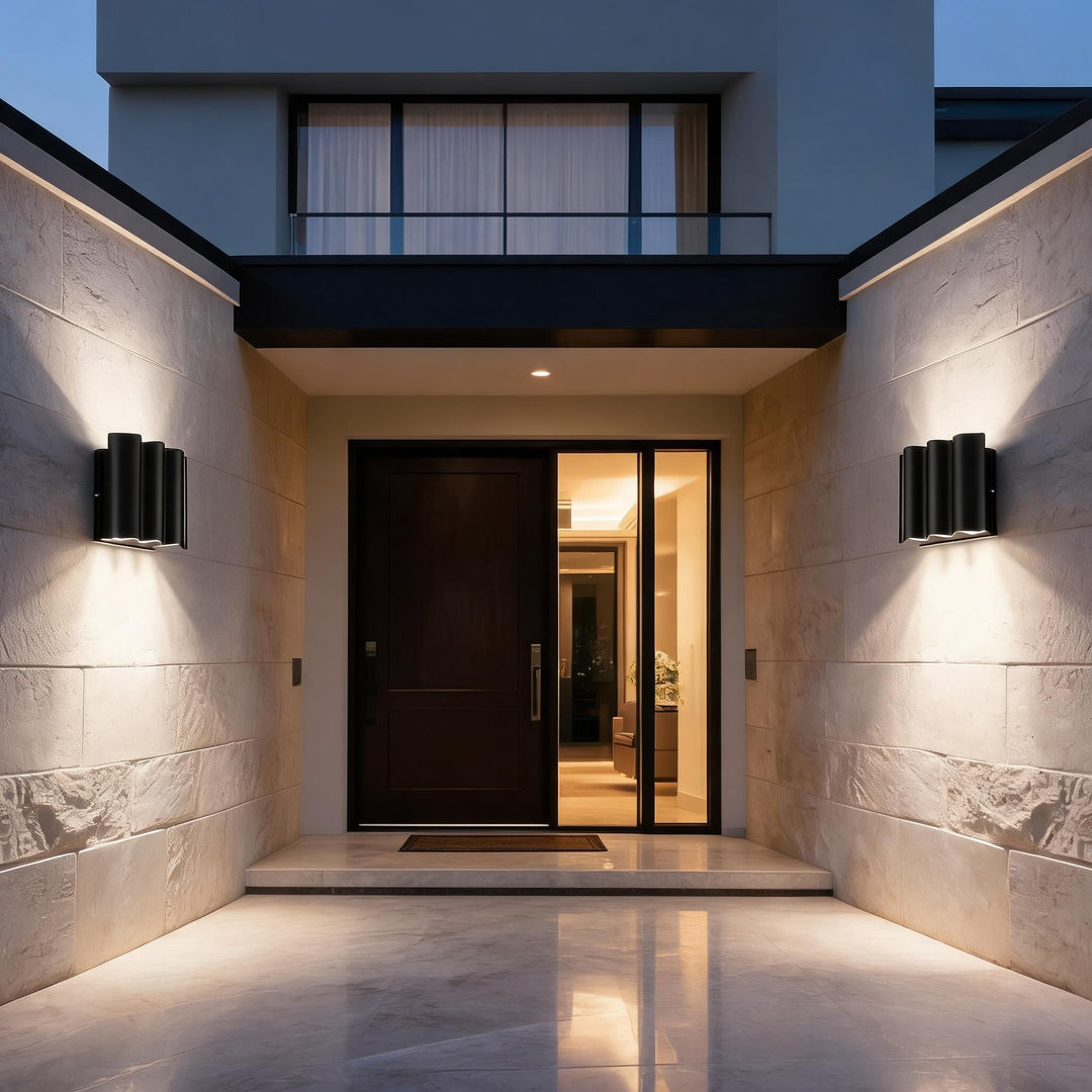 Modern Outdoor Wall Light Up Down Fixture Die-Cast Aluminum LED Clear Glass Shade IP65