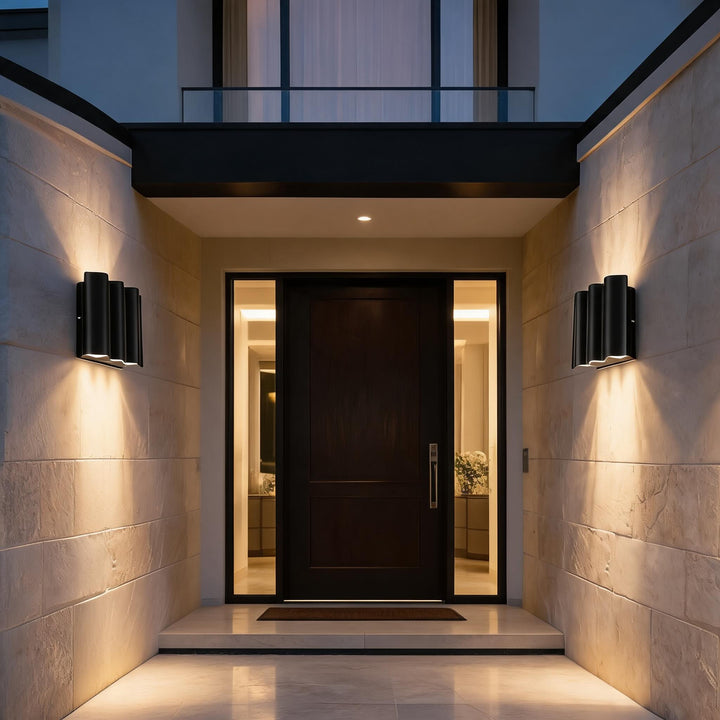 Modern Outdoor Wall Light Up Down Fixture Die-Cast Aluminum LED Clear Glass Shade IP65