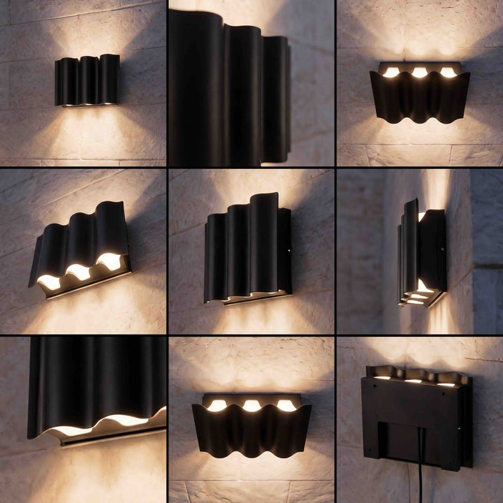 Modern Outdoor Wall Light Up Down Fixture Die-Cast Aluminum LED Clear Glass Shade IP65