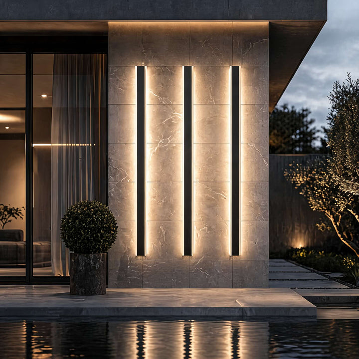 Modern Outdoor LED Wall Light Dimmable Waterproof Aluminum Strip Sconce Adjustable Size