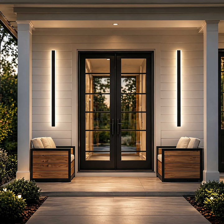 Modern Outdoor LED Wall Light Dimmable Waterproof Aluminum Strip Sconce Adjustable Size