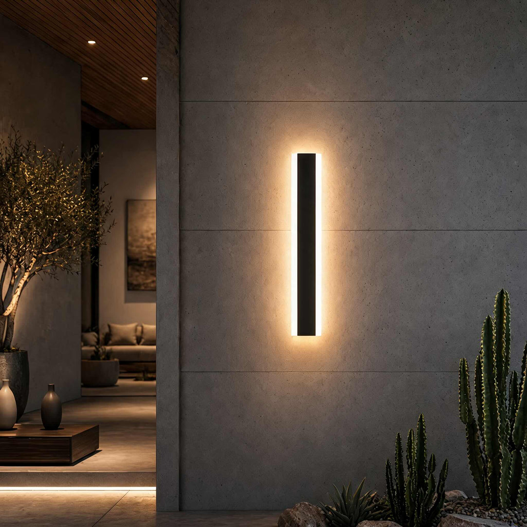 Modern Outdoor LED Wall Light Dimmable Waterproof Aluminum Strip Sconce Adjustable Size