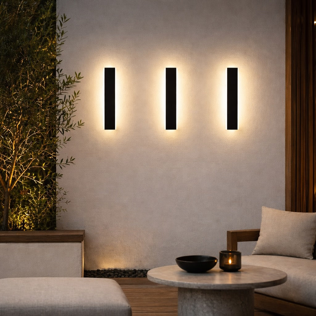 Modern Outdoor LED Wall Light Dimmable Waterproof Aluminum Strip Sconce Adjustable Size