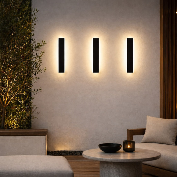 Modern Outdoor LED Wall Light Dimmable Waterproof Aluminum Strip Sconce Adjustable Size