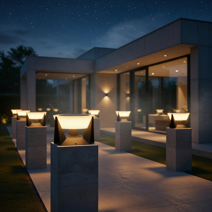 Modern Solar Post Light Outdoor Stainless Steel Acrylic LED Waterproof 3000K Warm White