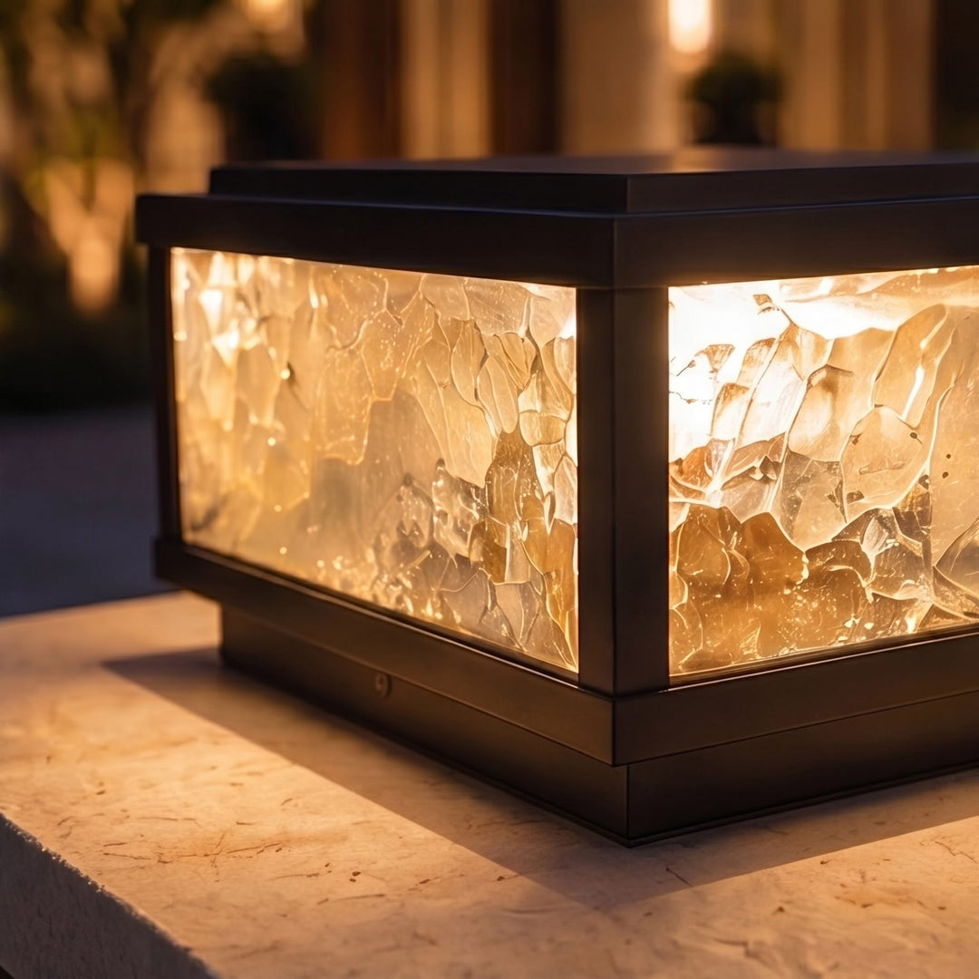Solar Outdoor Pillar Light Modern Die-Cast Aluminum LED Dimmable 3000K Hardwired Option