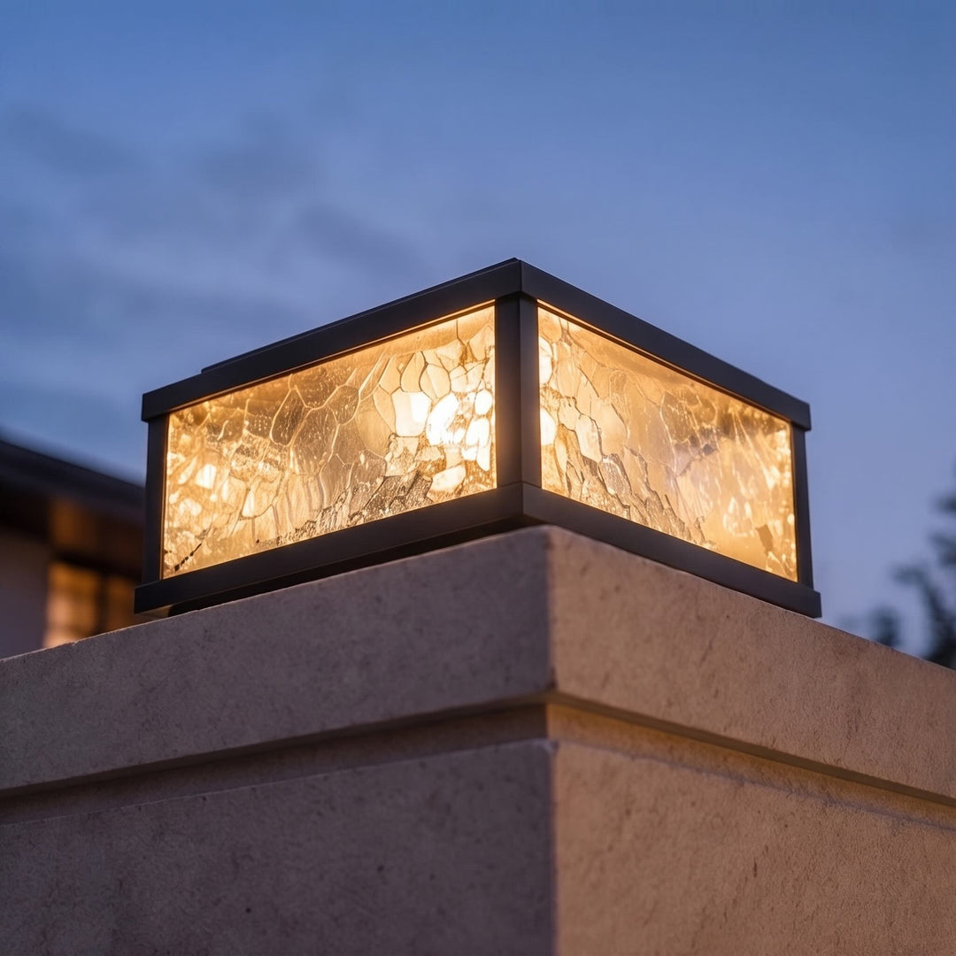 Solar Outdoor Pillar Light Modern Die-Cast Aluminum LED Dimmable 3000K Hardwired Option