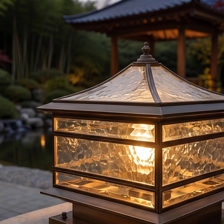 Solar Lights Outdoor Vintage Copper Wall Mounted Waterproof LED Garden Light with Tempered Glass