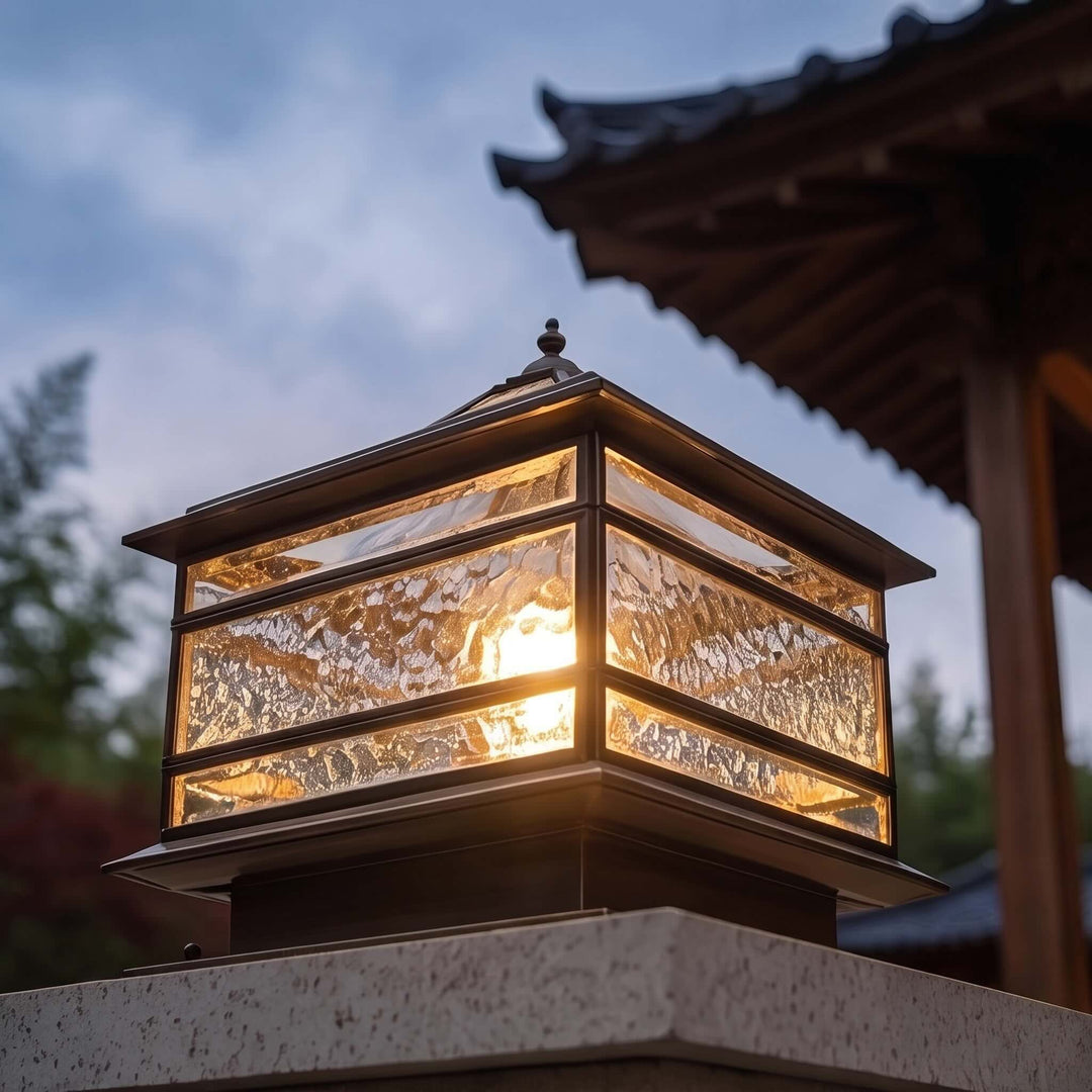 Solar Lights Outdoor Vintage Copper Wall Mounted Waterproof LED Garden Light with Tempered Glass