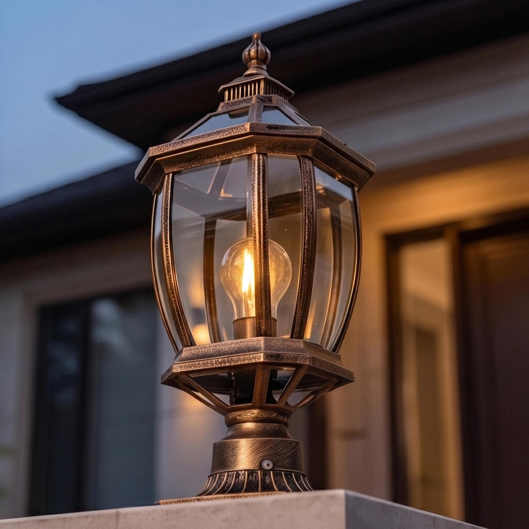 Minimalist Solar Column Pillar Light Outdoor Waterproof Aluminum Glass with LED Dimming Feature