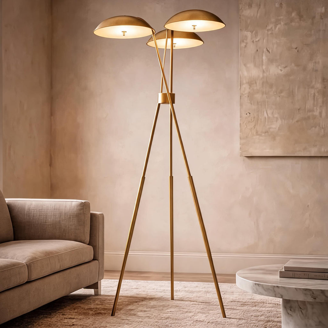 Modern Tripod Floor Lamp with Metal Structure and Integrated LED Warm White Light