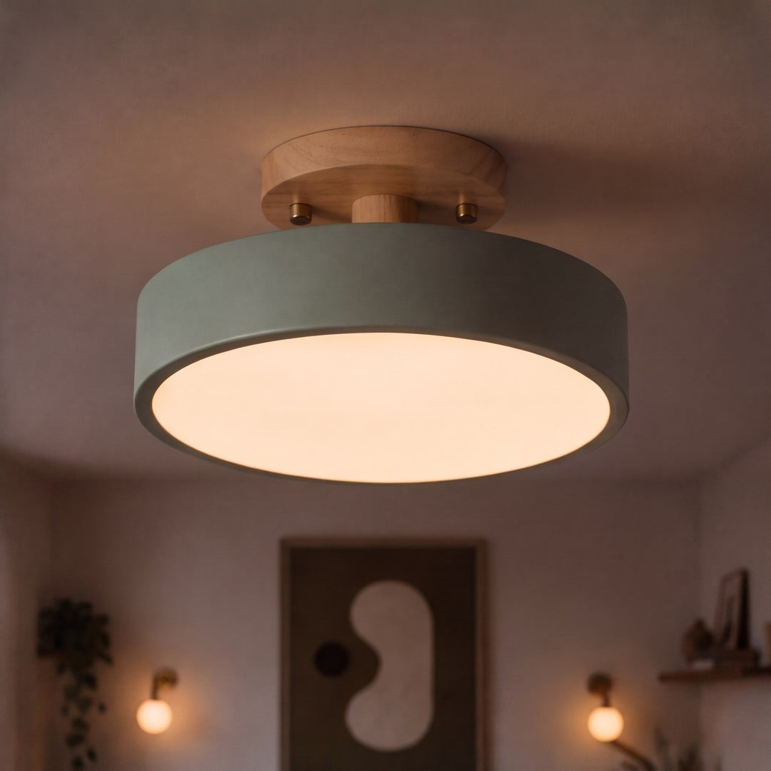 Modern Flush Mount Ceiling Light LED Geometric Metal PVC 3-Step Dimming 9 Inch