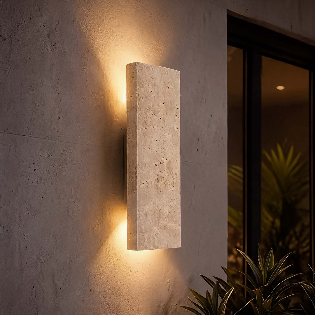 Modern Outdoor Wall Light Dimmable LED Wall Mounted Natural Stone IP65 Rated Exterior Wall Sconce