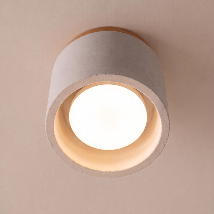 Modern Minimalist Flush Mount Ceiling Light Cement LED Adjustable Color Temperature 685 Lumens
