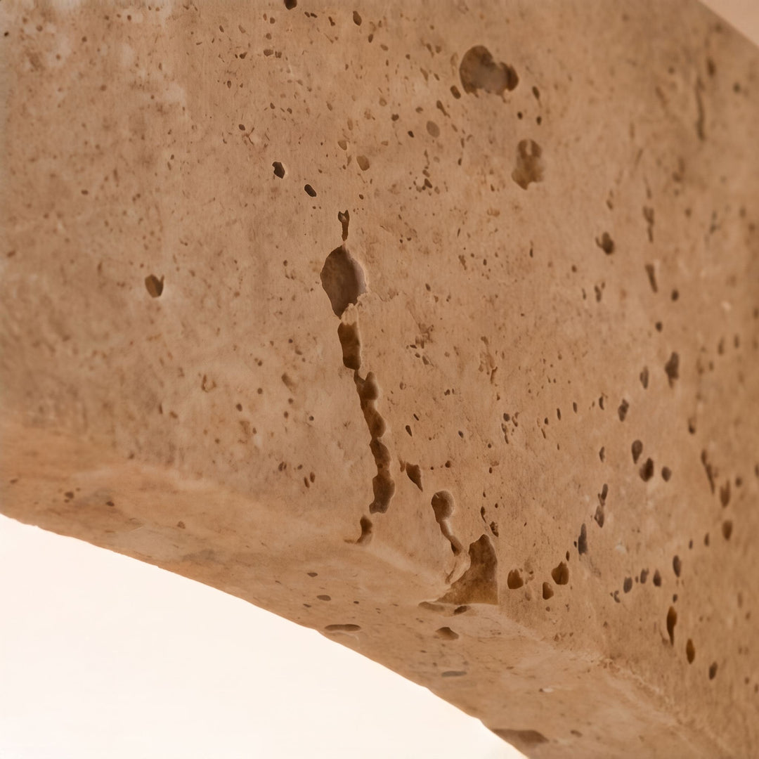 Modern Round Flush Mount Ceiling Light Yellow Travertine LED Dimmable 20cm for Compact Spaces