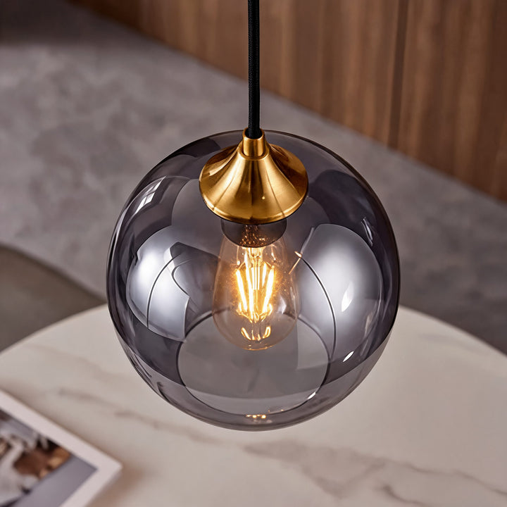 Modern Glass Pendant Light Adjustable Height LED for Kitchen Island Lighting