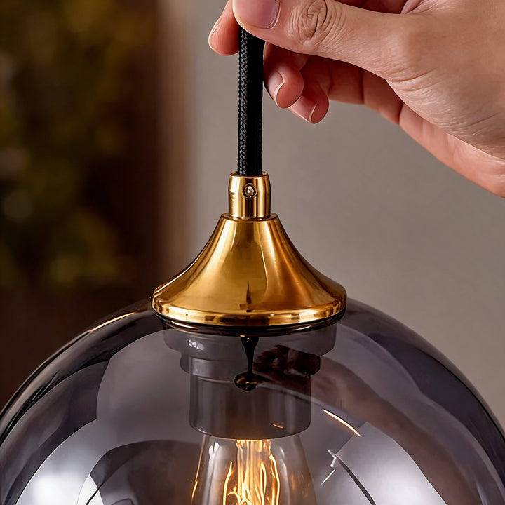 Modern Glass Pendant Light Adjustable Height LED for Kitchen Island Lighting