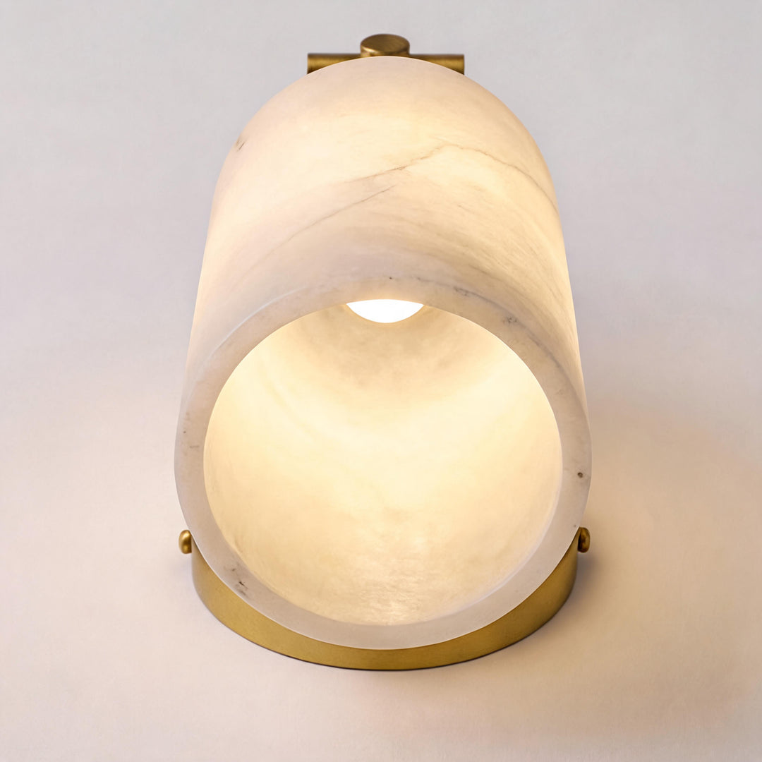 Modern Alabaster Wall Sconce Wall Mounted Metal Light Fixture with LED Compatibility